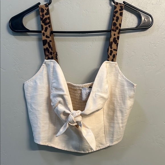 J.O.A. | Just One Answer | Cream Leopard Strap Women's Top - Picture 6 of 6